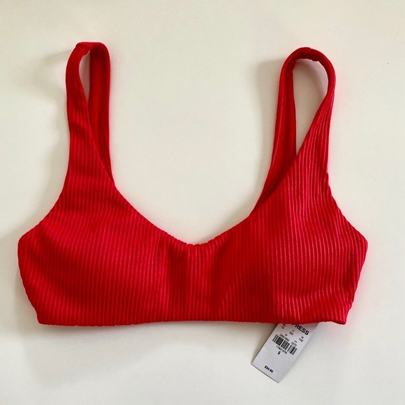 Express Solid Coral Pink Ribbed Sports Bra Top - Picture 3 of 10